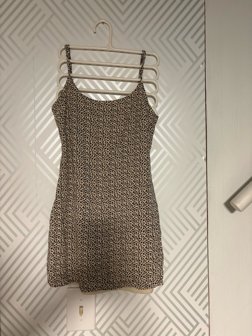 La Hearts Beige and Black Leopard Mini Slip Dress